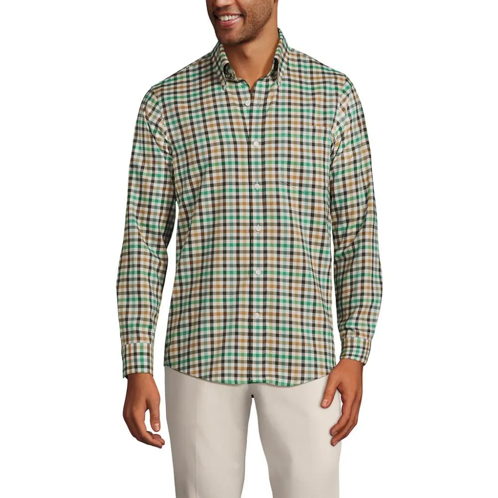 Lands' End Traditional Fit No Iron Twill Shirt in Fresh Evergreen/green Plaid Cover