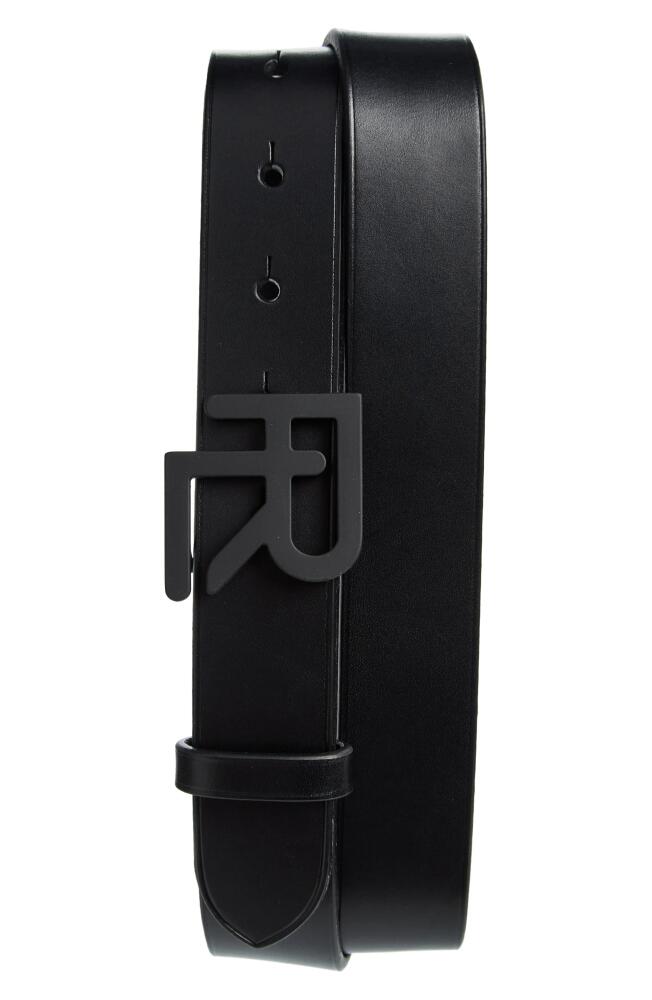 Ralph Lauren Purple Label Stacked RL Buckle Leather Belt in Black/Black Stacked Rl Cover