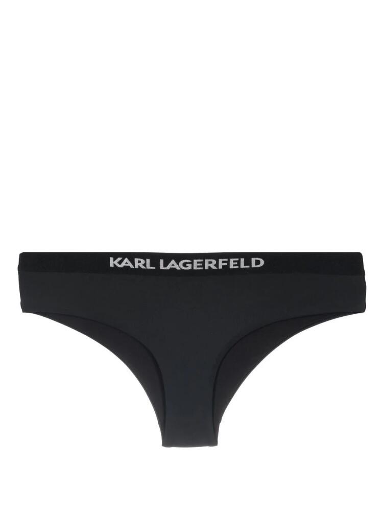 Karl Lagerfeld Logo-print hipster bikini bottoms - Black Cover