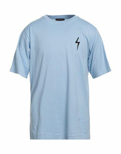 Giuseppe Zanotti Man T-shirt Sky blue Cotton Cover