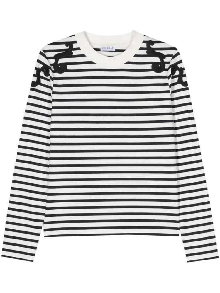 Claudie Pierlot striped embroidery-shoulder sweatshirt - White Cover