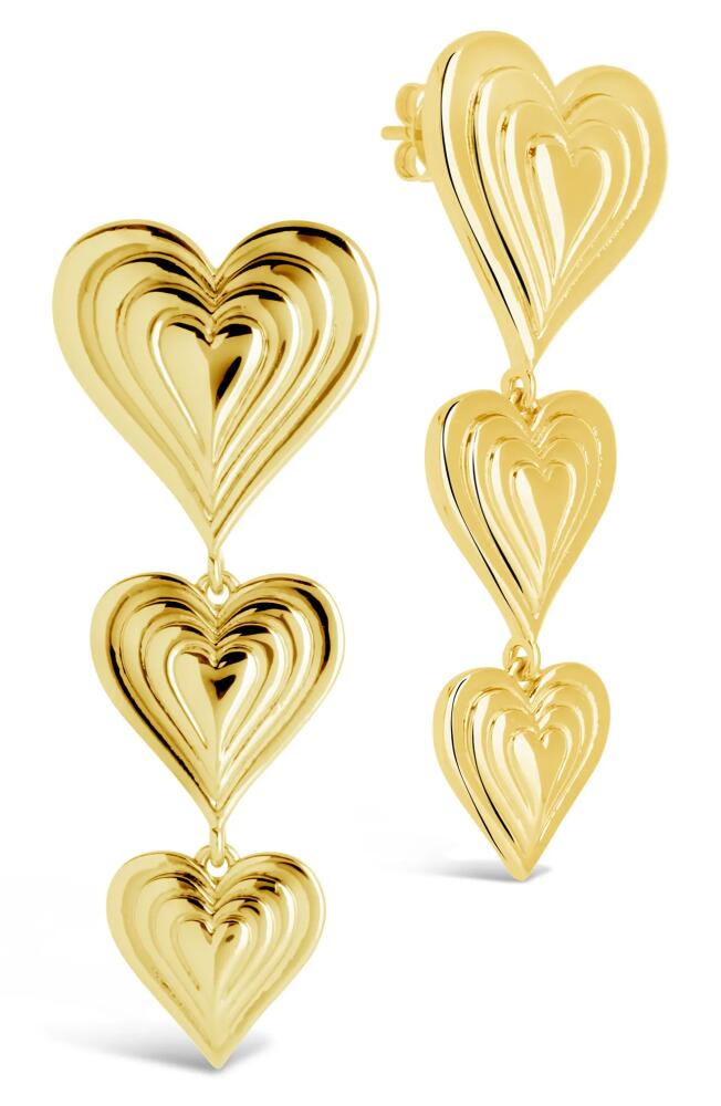 Sterling Forever Beating Heart Linear Drop Earrings in Gold Cover