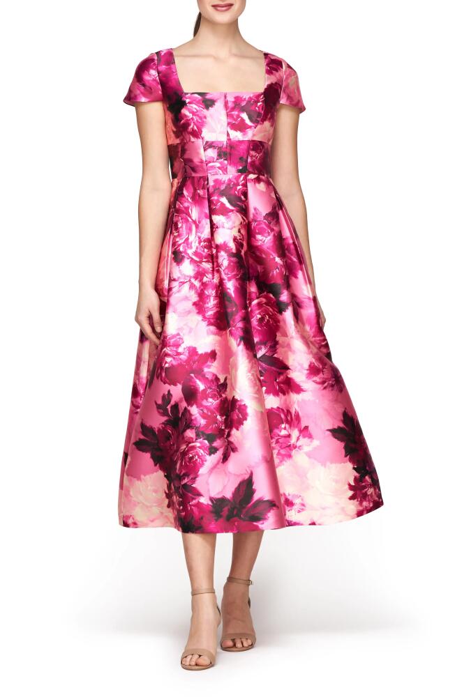 Kay Unger Tierney Floral Midi Dress in Pink Rose Cover