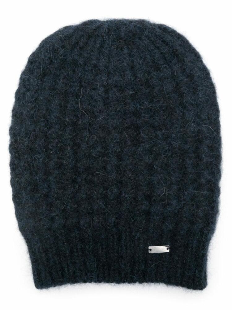 Herno metallic-threading waffle-knit beanie - Blue Cover