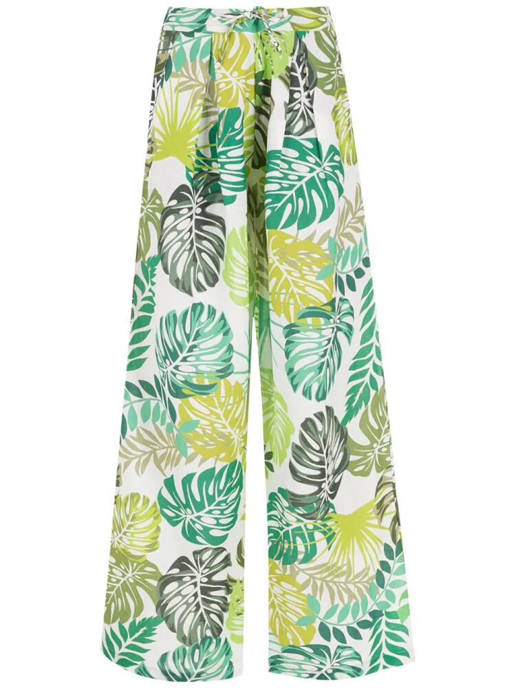 Amir Slama palm leaf print straight trousers - White Cover