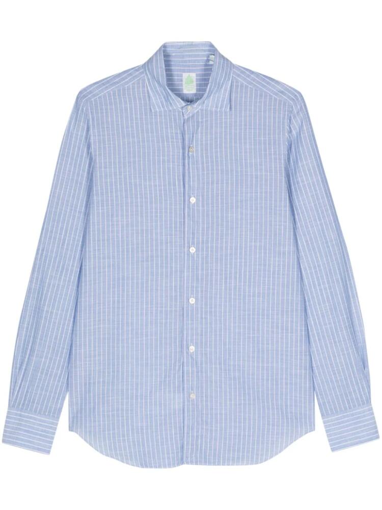 Finamore 1925 Napoli striped poplin shirt - Blue Cover