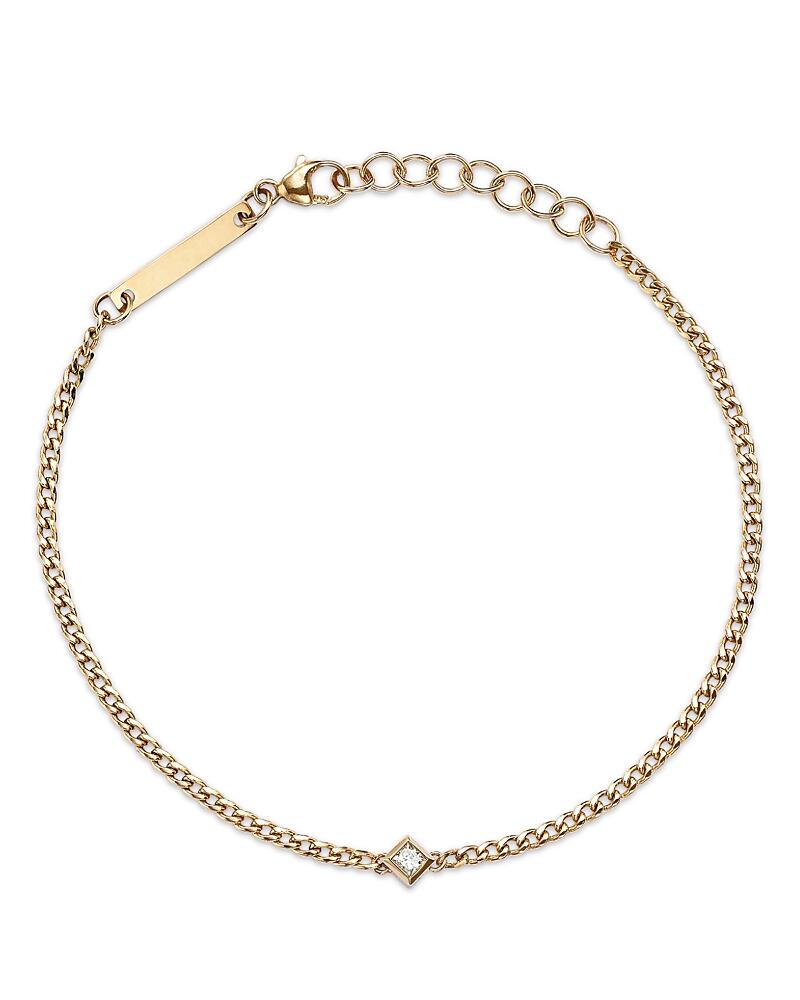 Zoe Chicco 14K Yellow Gold Princess Diamonds Diamond Solitaire Curb Chain Bracelet, 0.06 ct. t. w. Cover