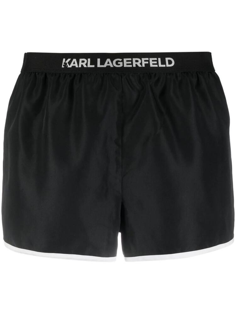 Karl Lagerfeld logo-waistband detail shorts - Black Cover