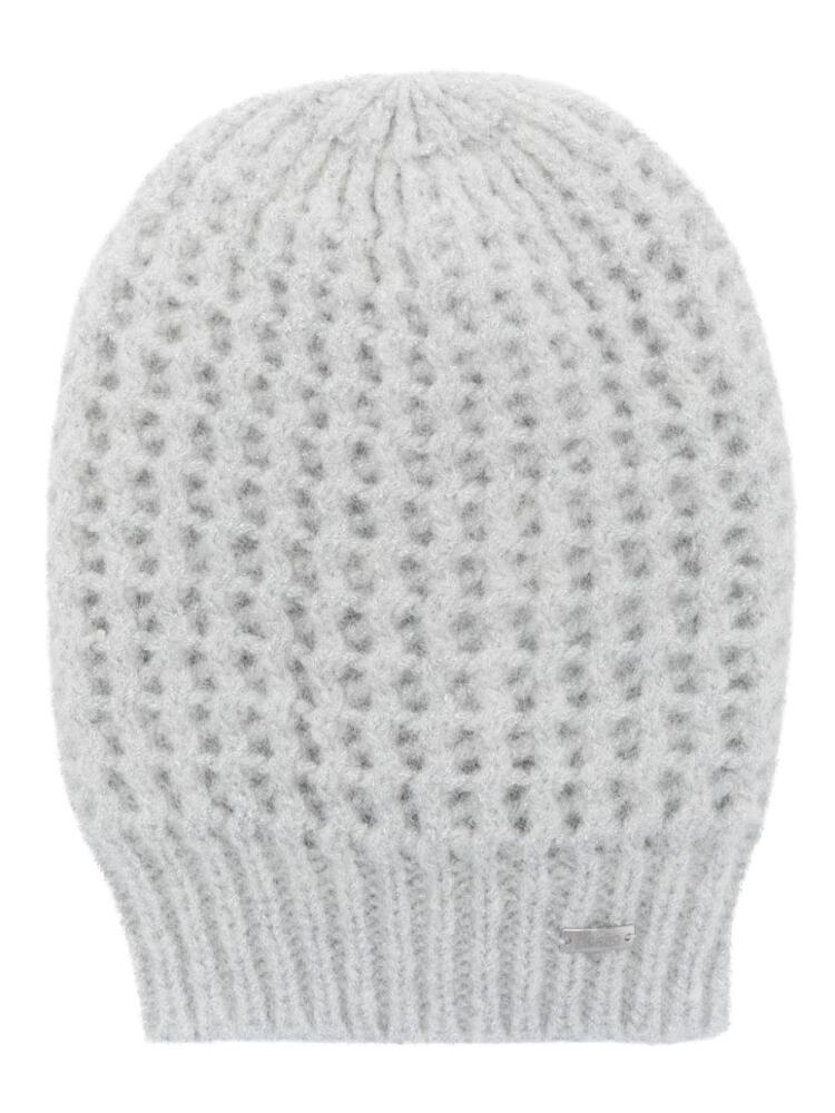 Herno metallic-threading waffle-knit beanie - White Cover