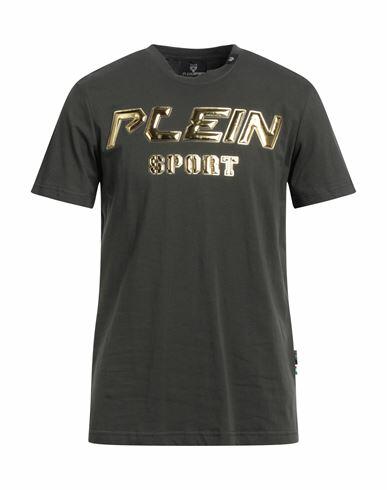 Plein Sport Man T-shirt Military green Cotton, Elastane Cover