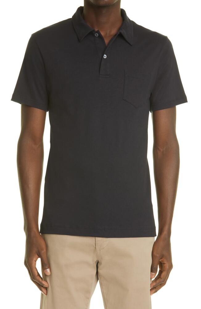 Sunspel Men's Riviera Cotton Polo in Black Cover