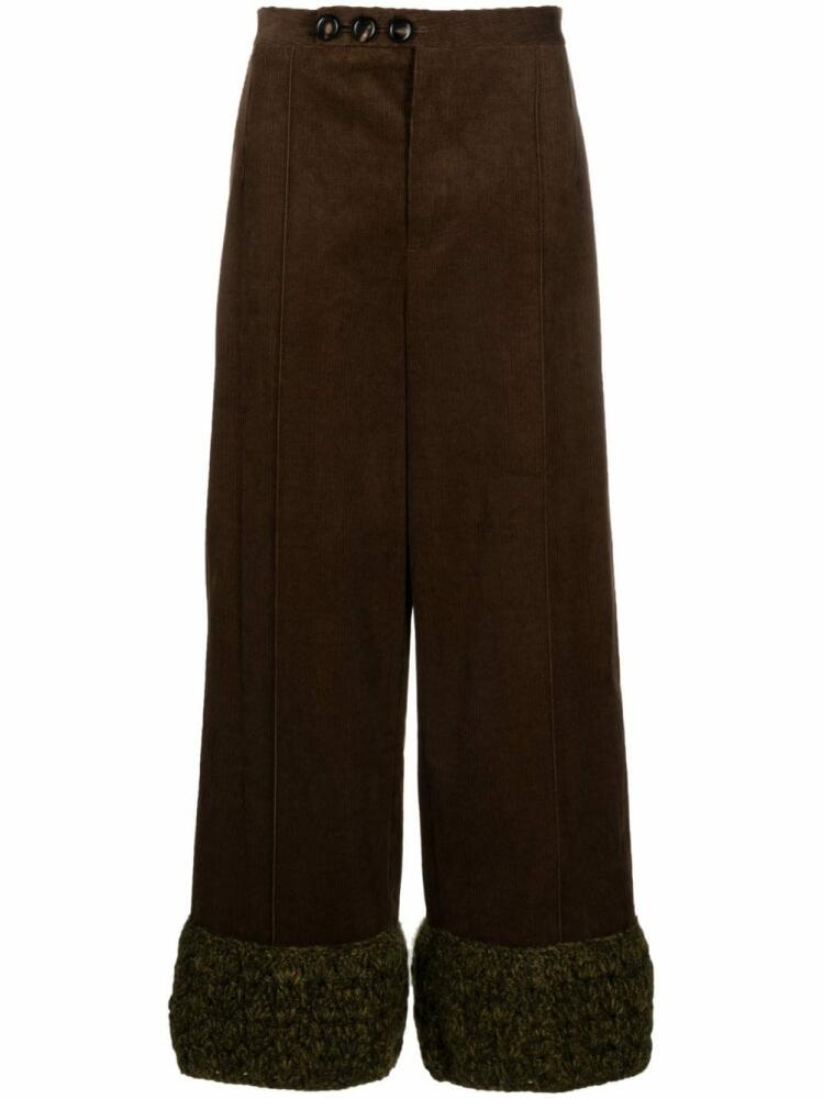 Namacheko crochet-trim corduroy wide-leg trousers - Brown Cover