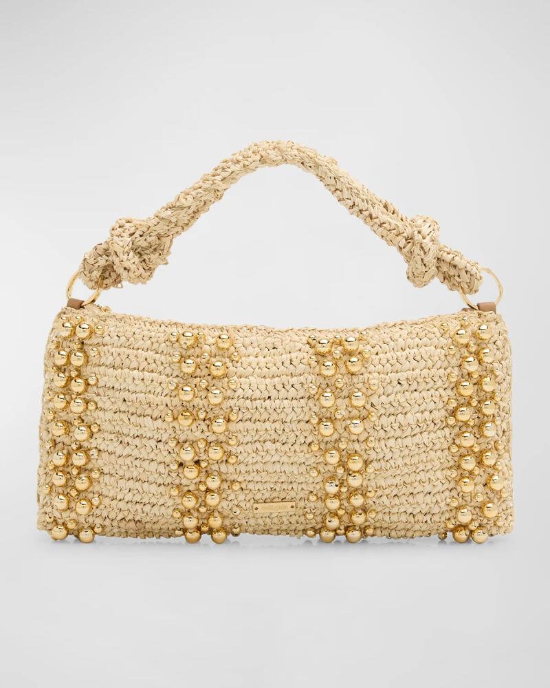 Cult Gaia Hera Nano Studded Raffia Shoulder Bag Cover