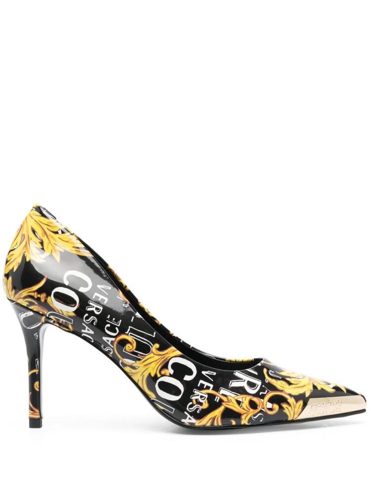 Versace Jeans Couture baroque-print logo pumps - Black Cover