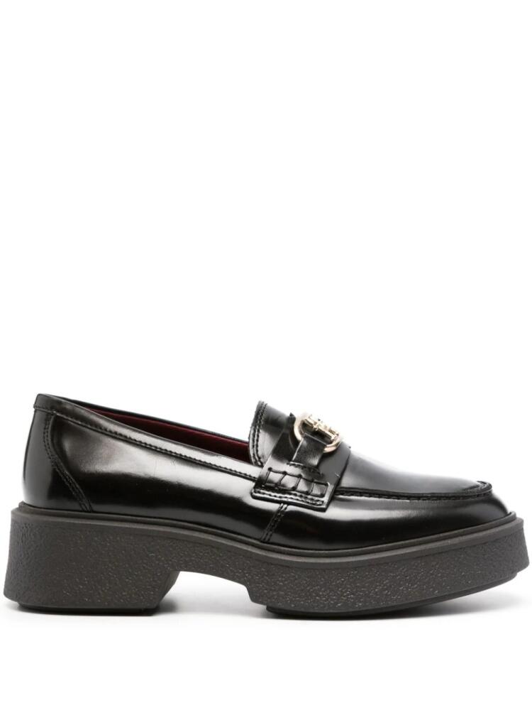 Tommy Hilfiger logo-plaque leather loafers - Black Cover