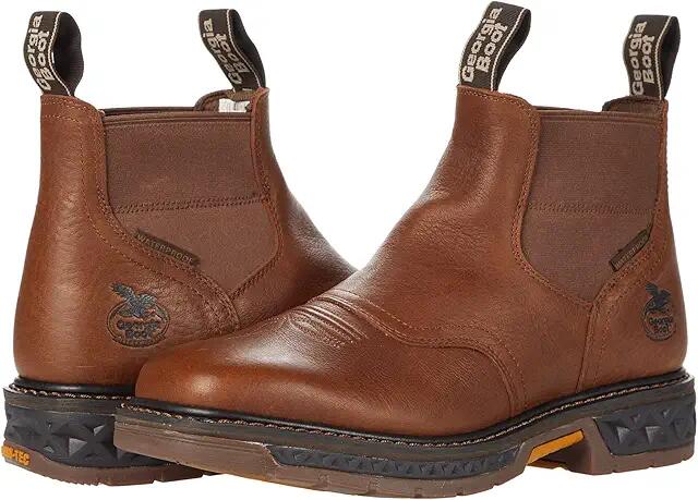 Georgia Boot Carbo Tec Chelsea SQ Toe (Brown) Men's Shoes Cover