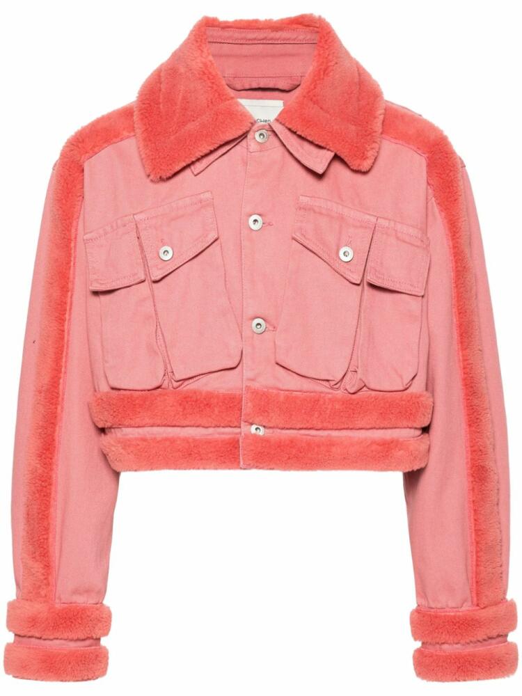 Feng Chen Wang faux-shearling denim jacket - Pink Cover