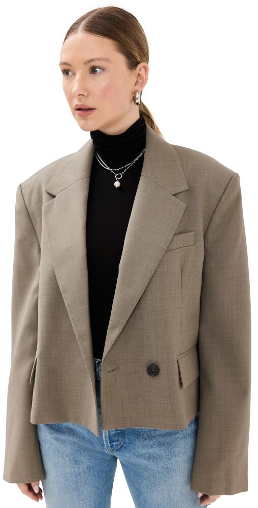 AGOLDE Callie Cropped Blazer Khaki Wool Cover