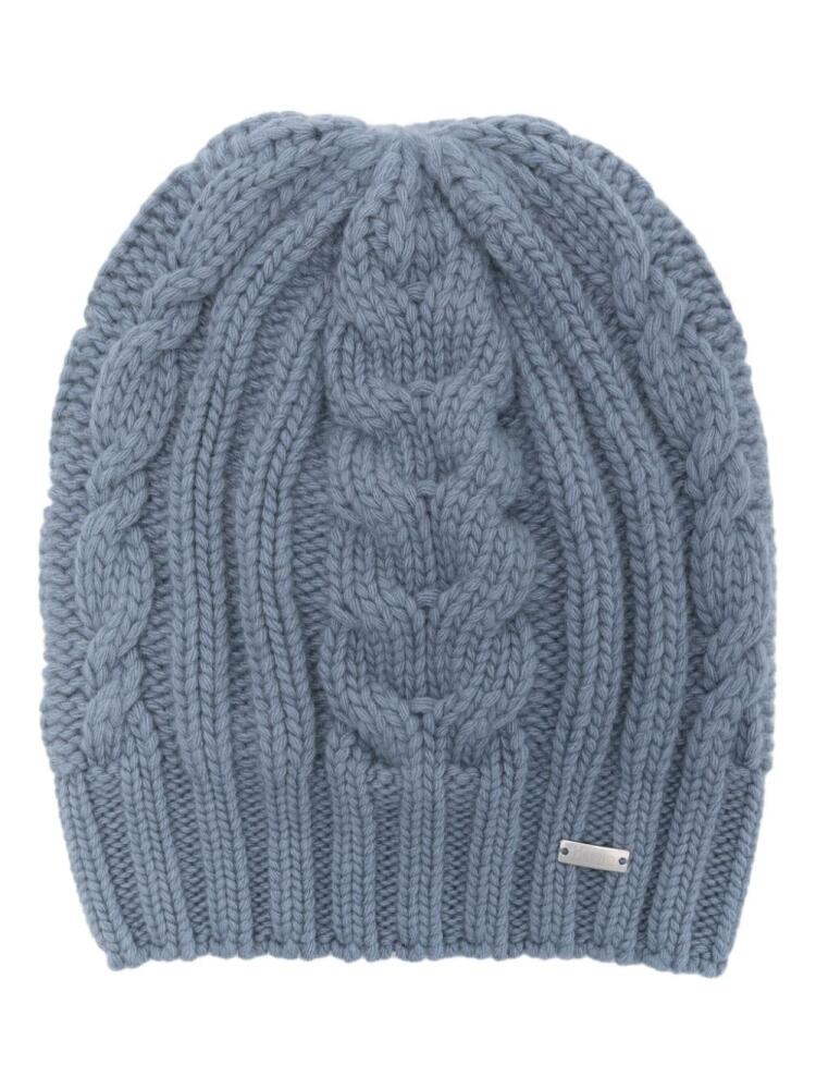 Herno cable-knit wool beanie - Blue Cover