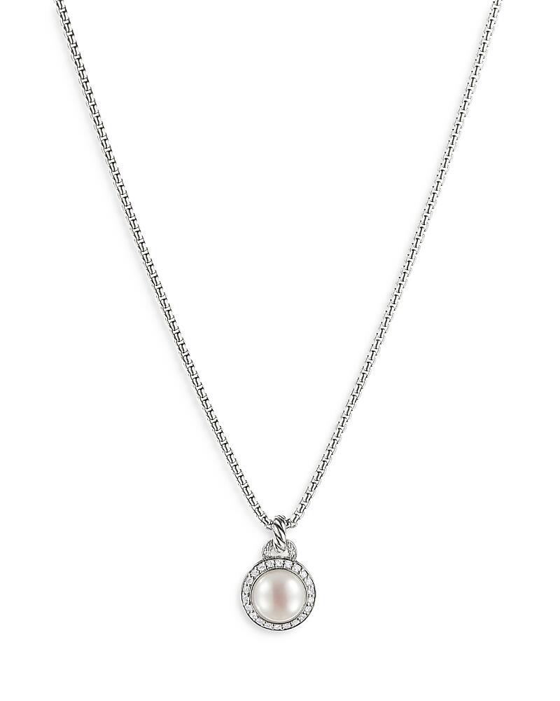 David Yurman Sterling Silver Albion Pendant Necklace with Daimonds & Cultured Freshwater Pearl, 17 Cover