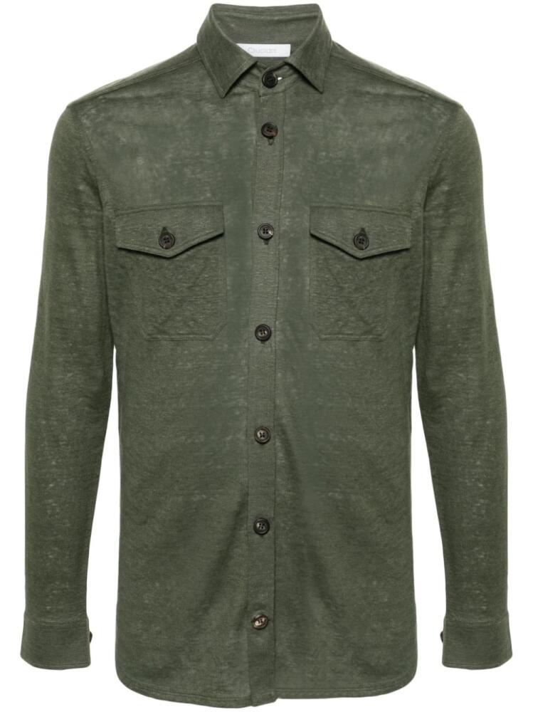 Cruciani slub-texture linen shirt - Green Cover