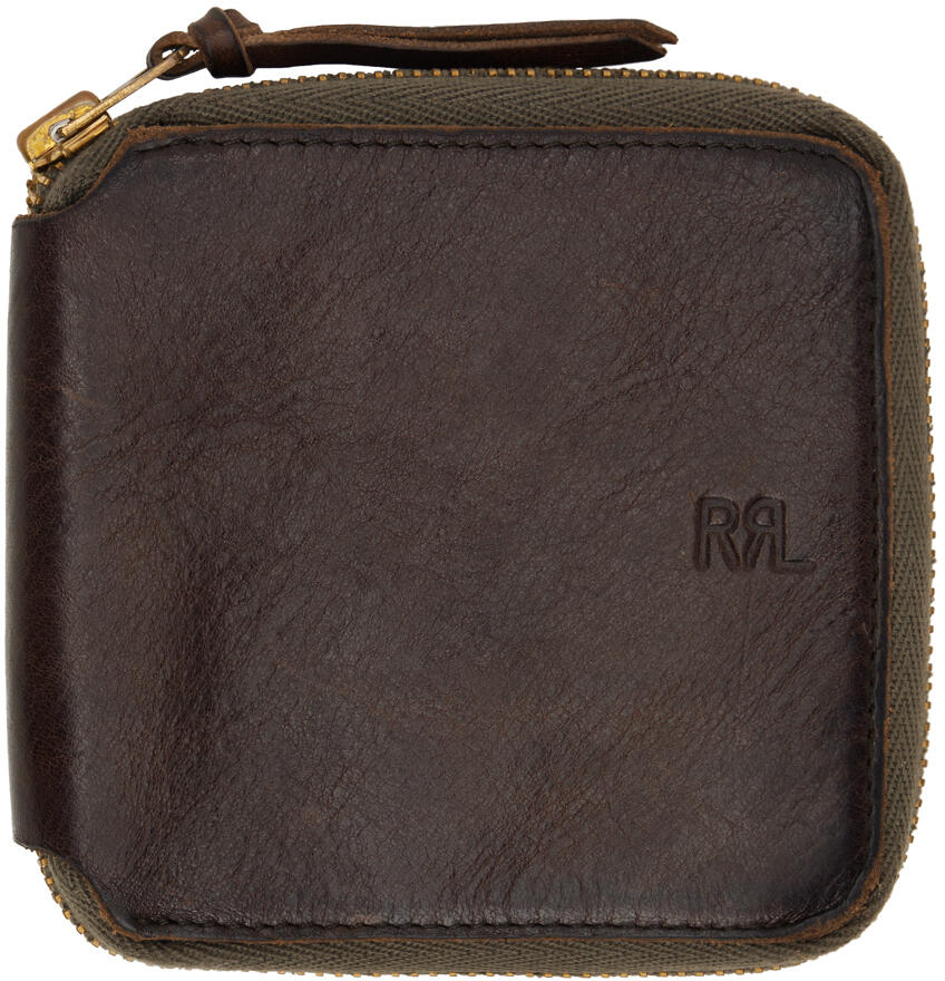 RRL Brown Leather Zip Wallet Cover