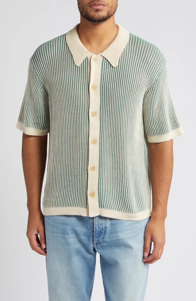 Corridor Plated Short Sleeve Cotton Cardigan in Green Cover