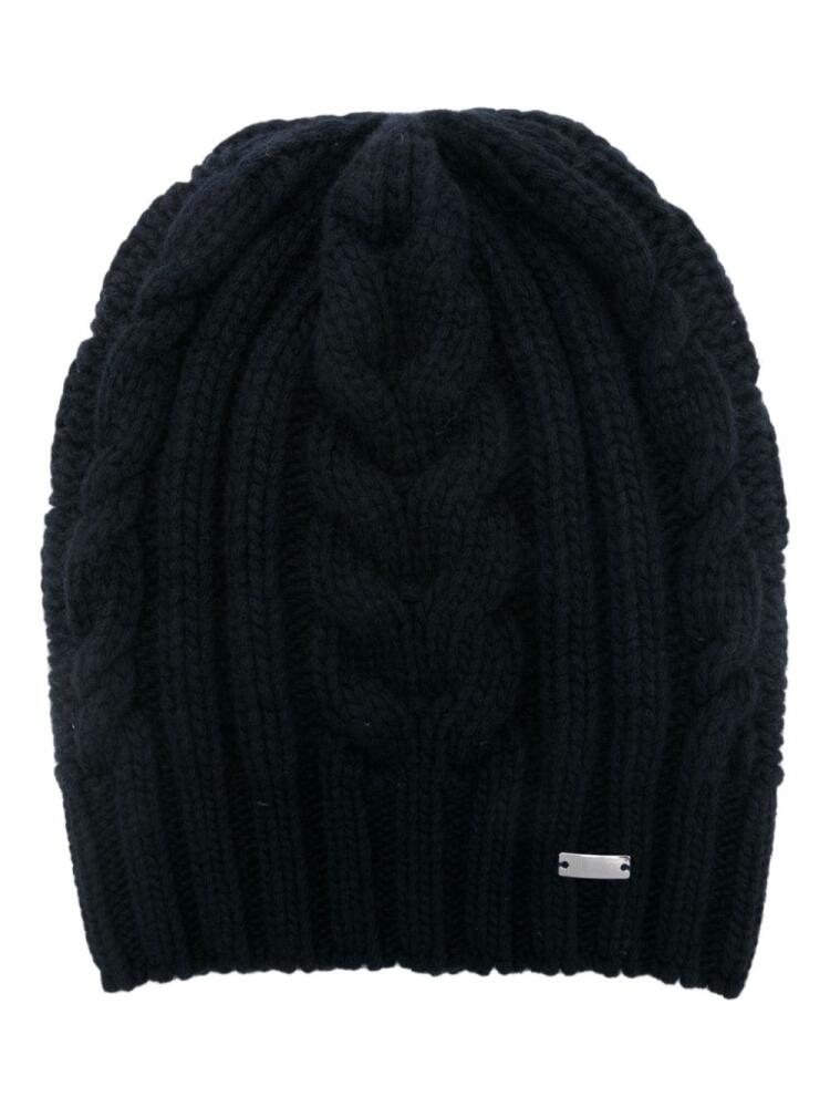 Herno cable-knit wool beanie - Blue Cover