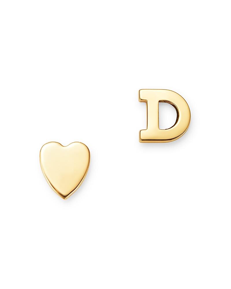 Zoe Lev 14K Yellow Gold Heart & Initial Stud Earrings Cover