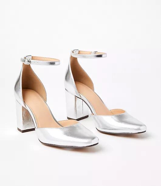 Loft Metallic Ankle Strap Block Heels Cover