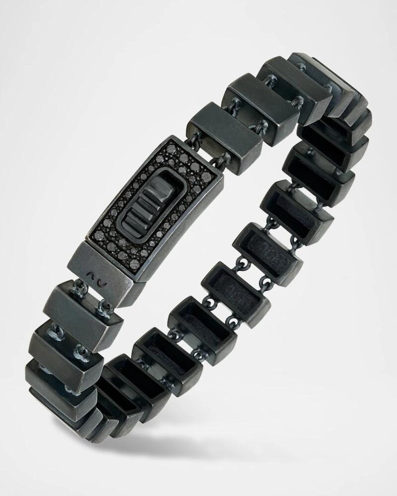 Marco Dal Maso Glaidator Thin Track Bracelet in High Polish Silver with Black Diamonds Cover