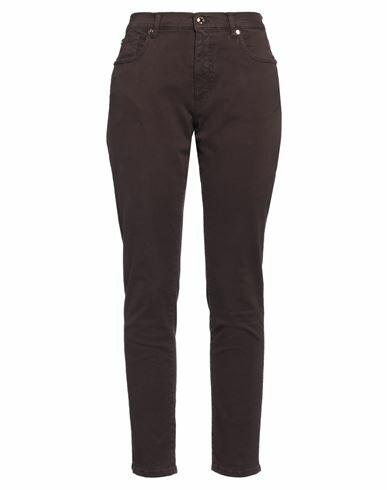 Angelo Marani Woman Pants Cocoa Cotton, PBT - Polybutylene terephthalate, Elastane Cover