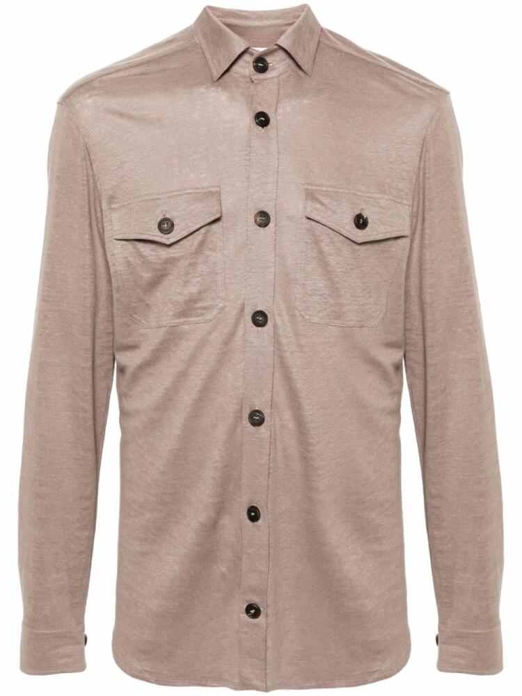 Cruciani slub-texture linen shirt - Neutrals Cover