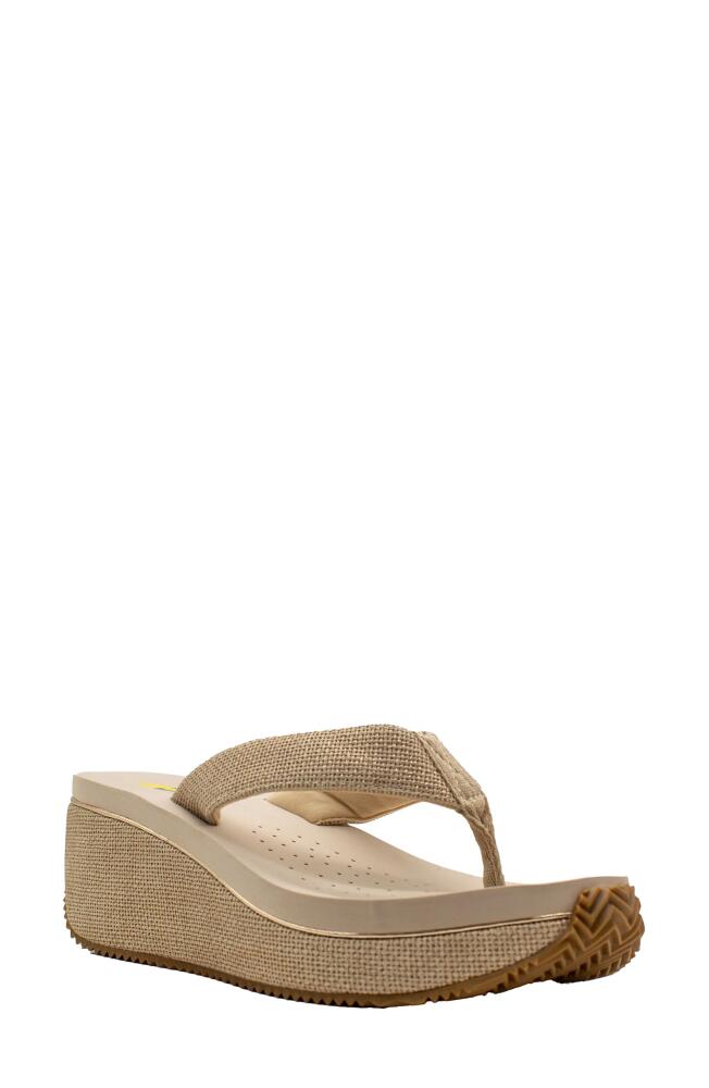 Volatile Lantern Platform Wedge Flip Flop in Natural Cover