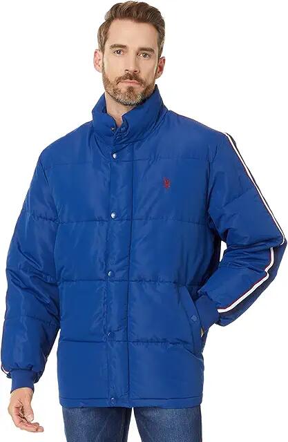 U.S. POLO ASSN. Stripe Puffer Jacket (Barcelona Blue) Men's Jacket Cover