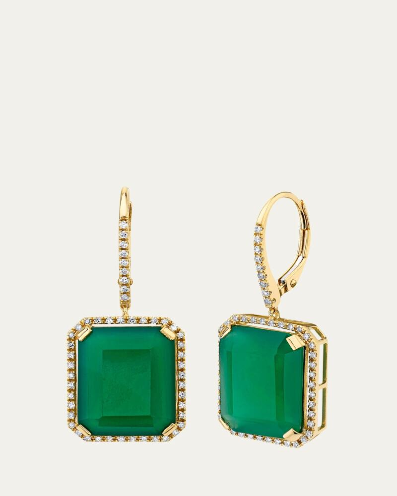 SHAY 18K Yellow Gold Green Onyx and Diamond Portrait Gemstone Earrings Cover