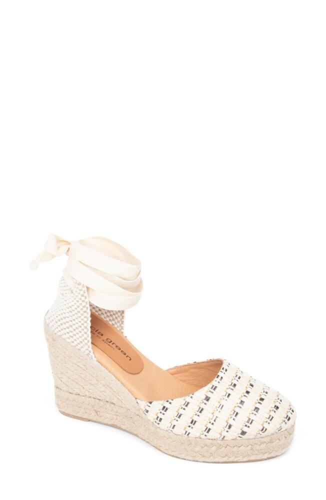 patricia green Lillian Raffia Ankle Wrap Platform Espadrille Sandal in Natural/Gold/Black Cover