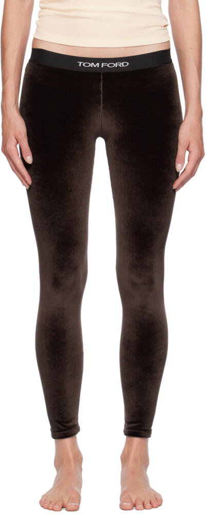 TOM FORD Brown Jacquard-Logo Leggings Cover