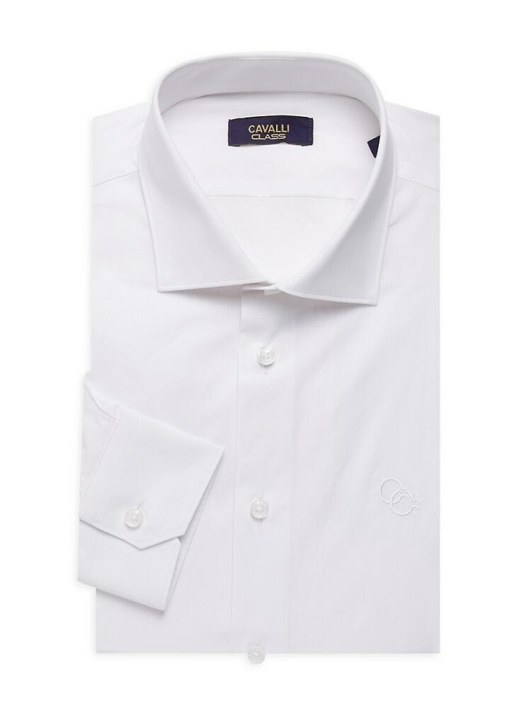 Cavalli Class by Roberto Cavalli Men's Comfort Fit Logo Dress Shirt - White Cover