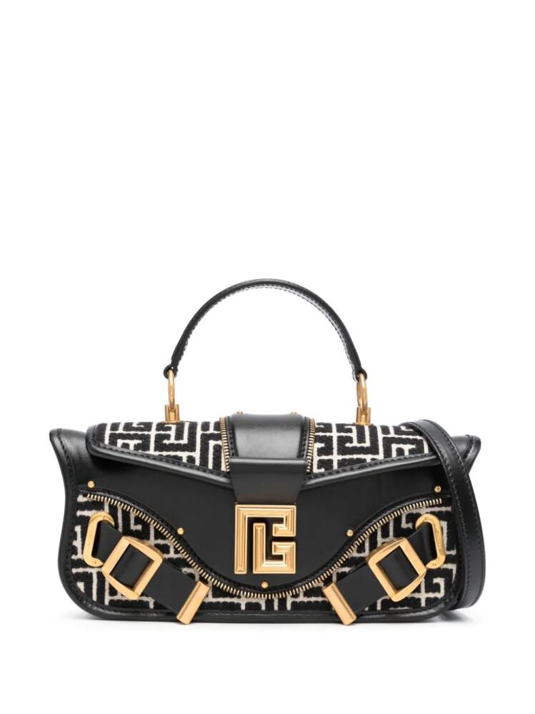 Balmain Blaze monogram-jacquard leather clutch bag - Black Cover