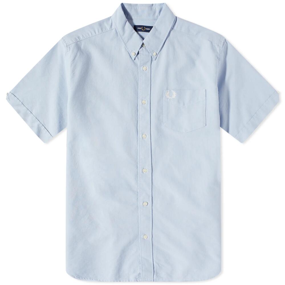 Fred Perry Men's Short Sleeve Oxford Shirt in Light Smoke Cover