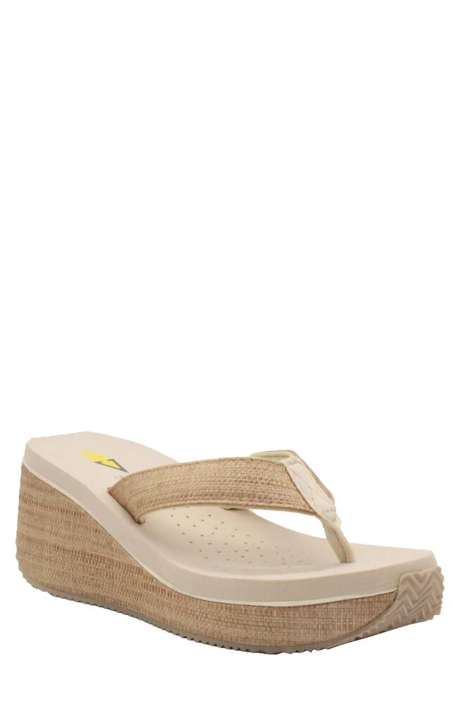 Volatile Bahama Platform Wedge Flip Flop in Bone Cover