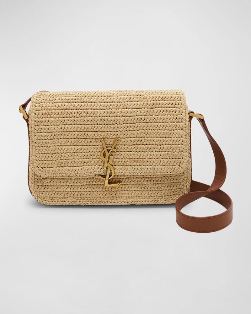 Saint Laurent Solferino Medium YSL Crossbody Bag in Raffia Cover