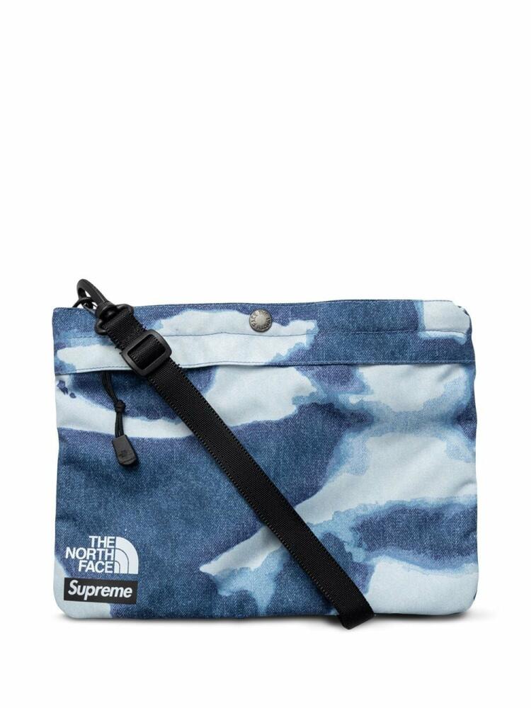 Supreme x The North Face bleached denim-print shoulder bag - Blue Cover