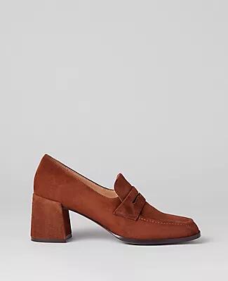 Ann Taylor Suede Block Heel Loafer Pumps Cover