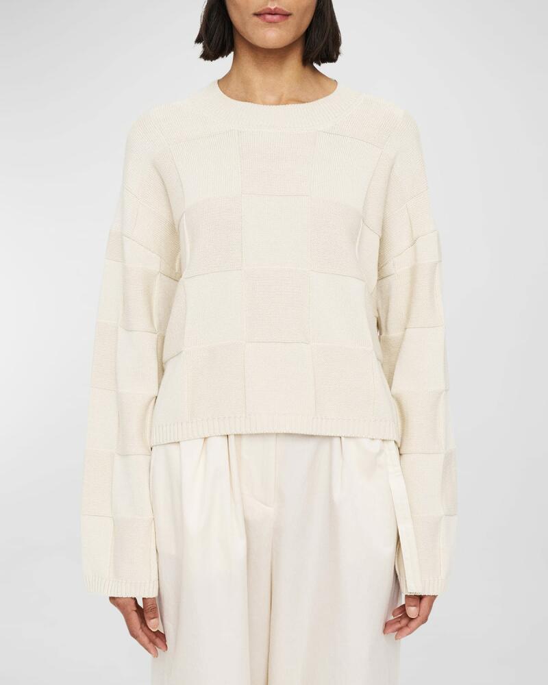 Joseph Oversized Crewneck Vichy-Knit Sweater Cover