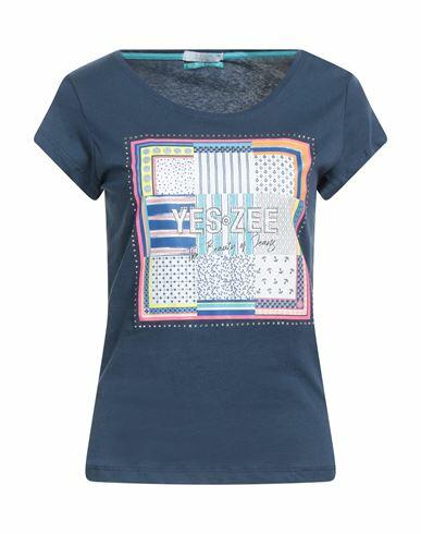 Yes Zee By Essenza Woman T-shirt Slate blue Cotton Cover