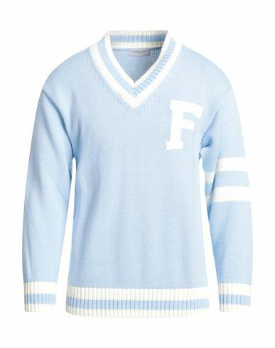 Family First Milano Man Sweater Sky blue Wool, Polyamide, Acrylic Cover