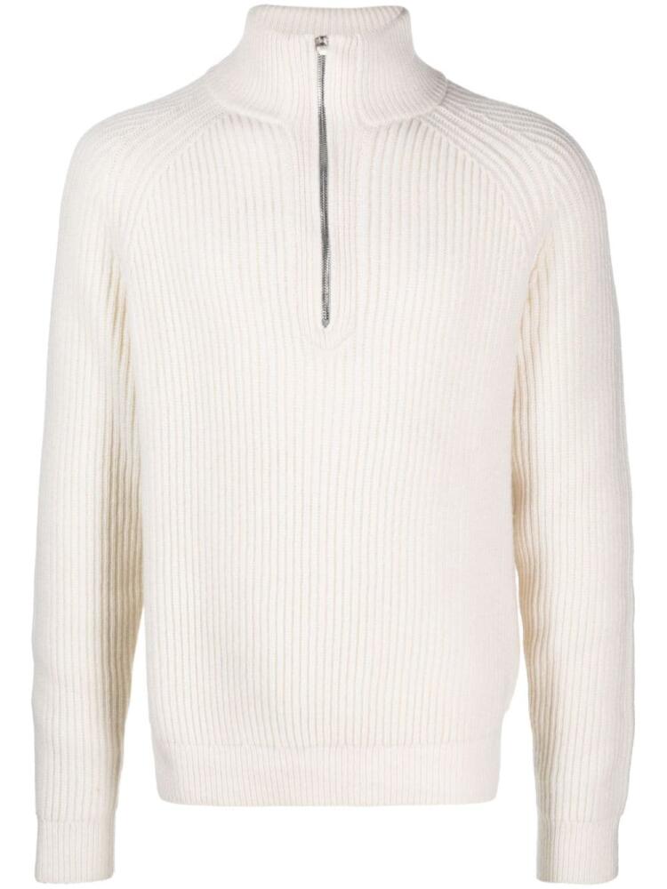 FURSAC ribbed-knit zip-up jumper - Neutrals Cover