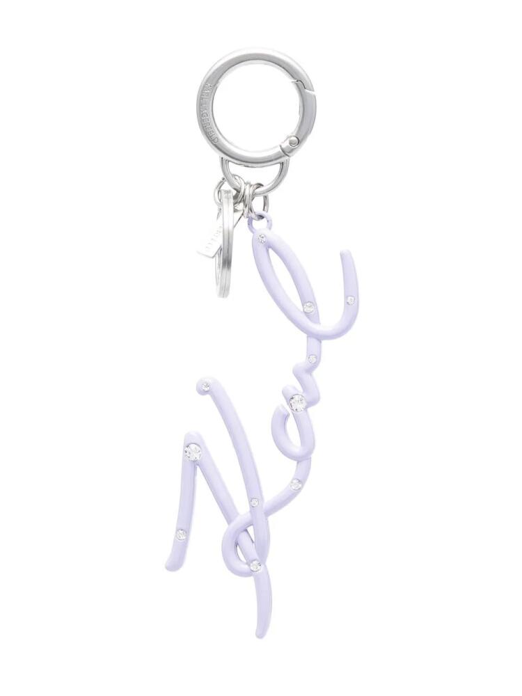 Karl Lagerfeld signature rhinestone-charm keychain - Purple Cover